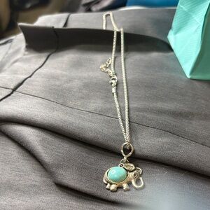 Vintage Stirling Silver Elephant Pendant Necklace